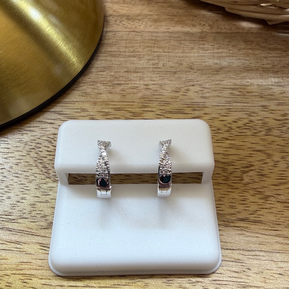 Elegant Silver and Moissanite huggy hoop Earrings